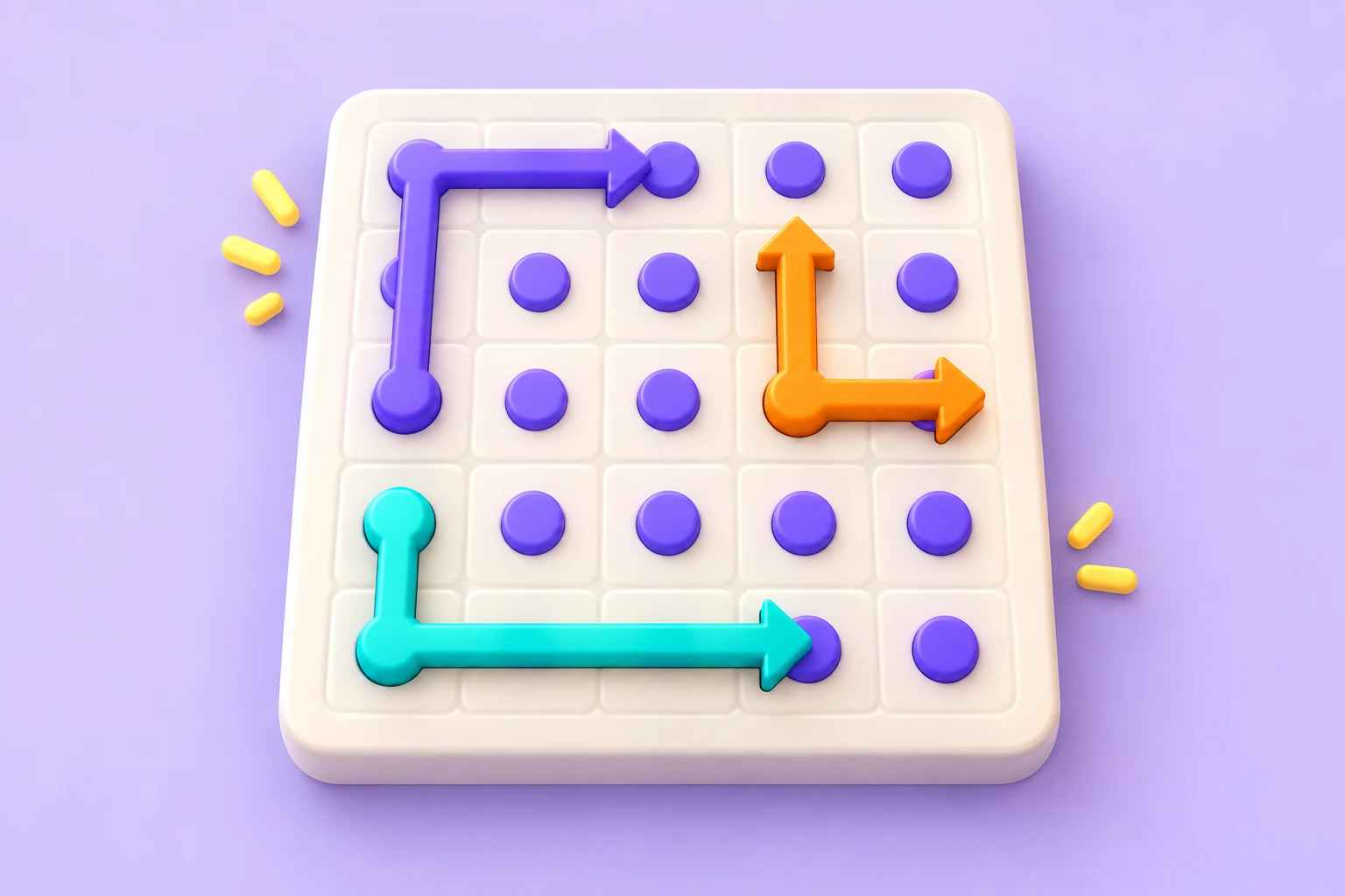 Arrow Puzzle concept artwork: a bright board with colourful directional paths